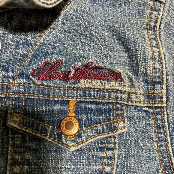 LEVI STRAUSS Signature Embroidered Purple Floral Flowers Denim Jacket Girls 4T - Picture 10 of 12